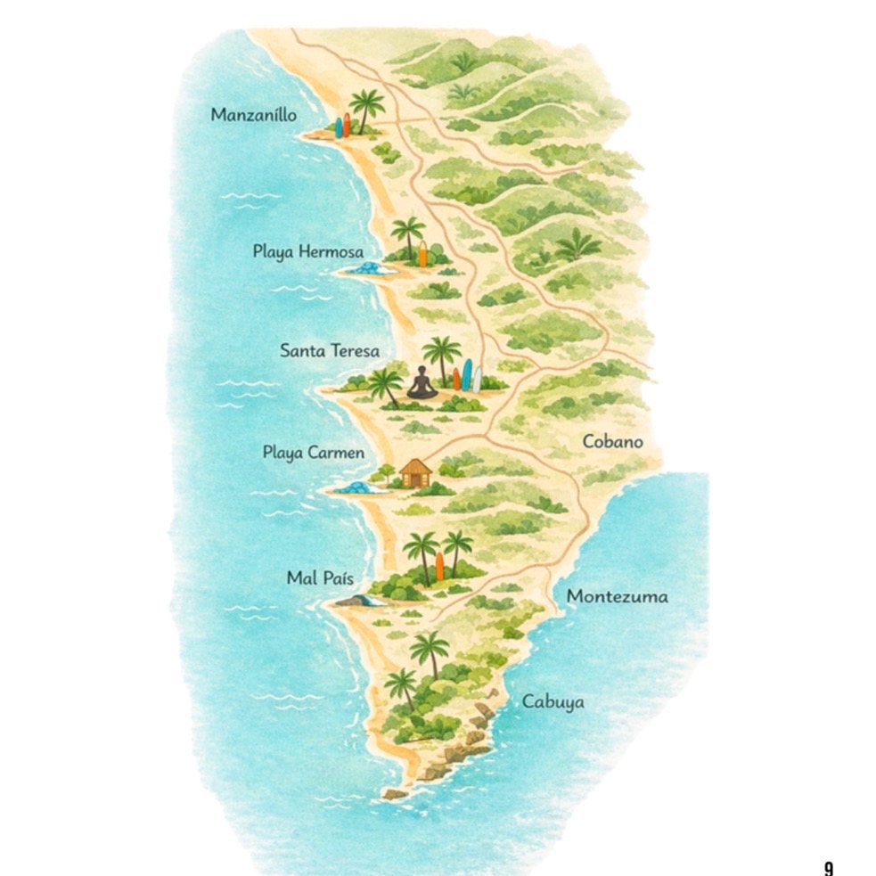 Carte Santa Teresa (Costa Rica) simplifiée