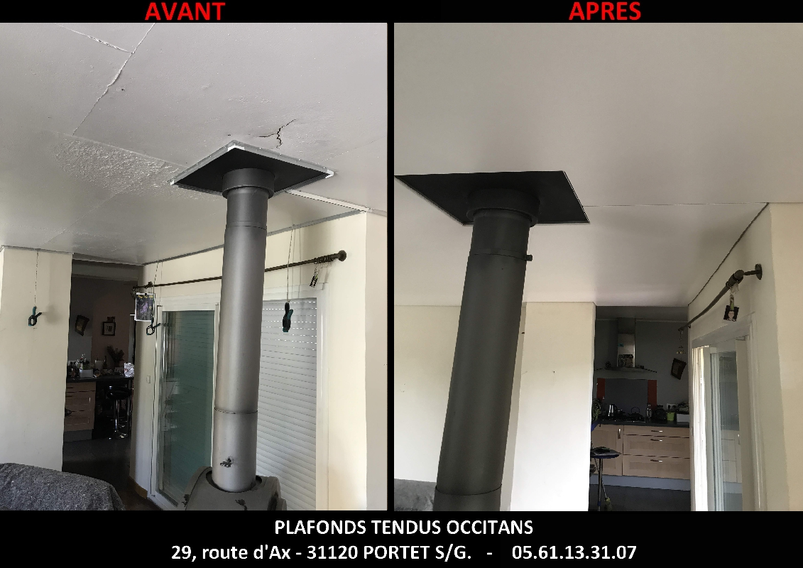 Intégration poêle dans un plafond tendu BARRISOL