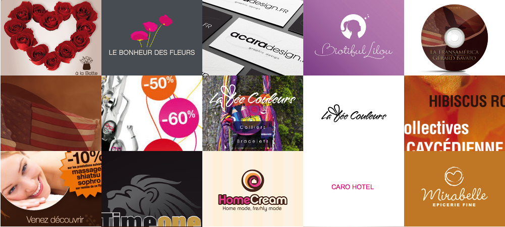 Extrait du portfolio, réalisations Acara design