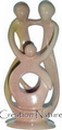 Statuette le couple et l'enfant en pierre naturelle