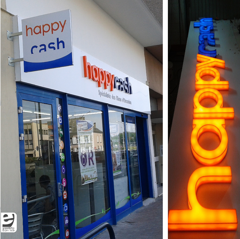 Enseigne et lettre boitier équipé d'un éclairage par leds