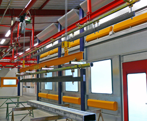 Station de levage pour application peinture convoyeur aérien manuel