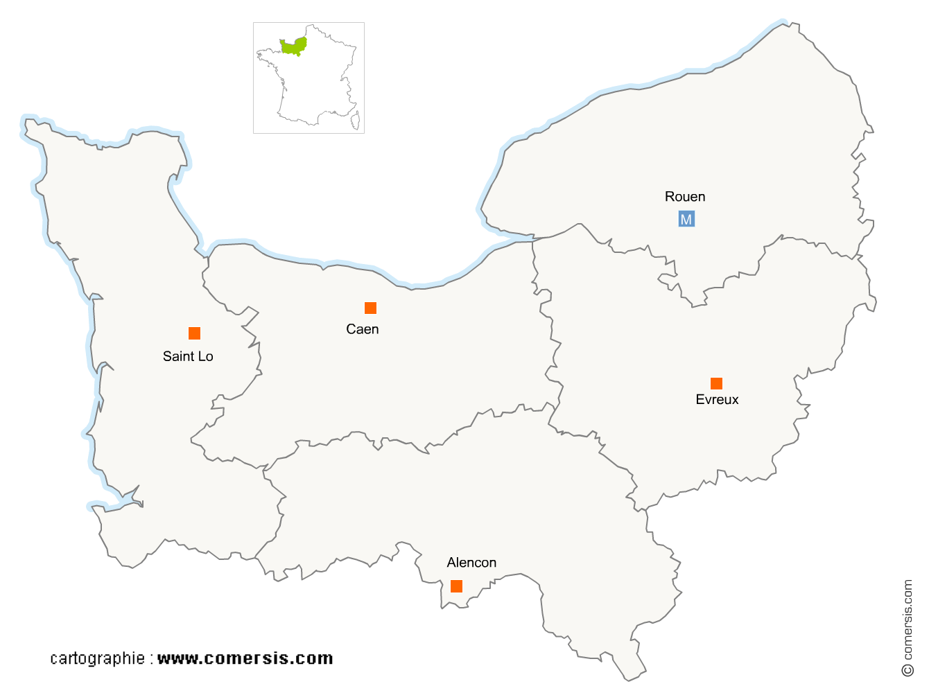 carte de la region Normandie